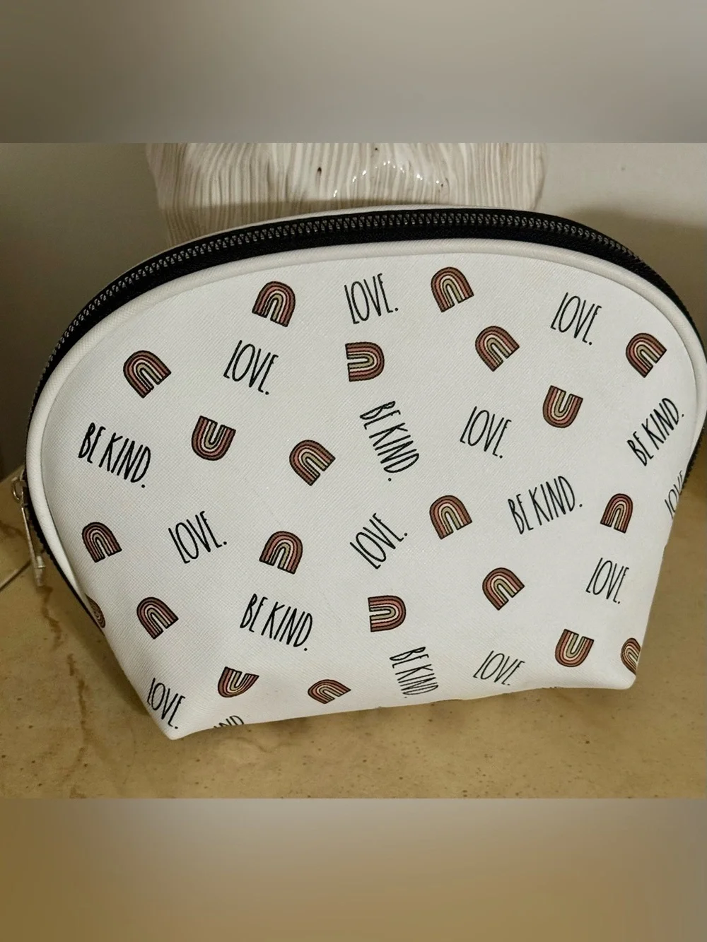 Rae Dunn Love/Be Kind Cosmetics Pouch NWOT